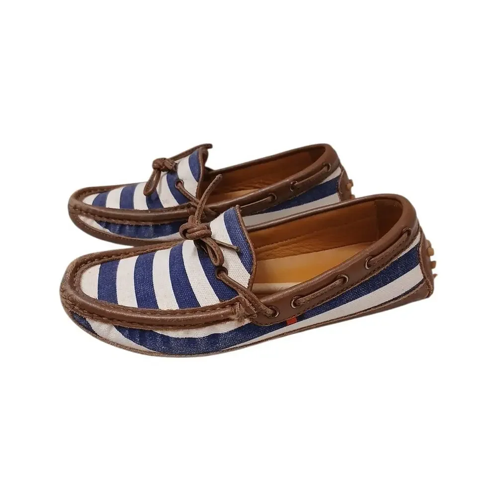 Gucci Loafers Little Boys Sz 13 Blue White Striped Box & Dustbag Nautical Shoes